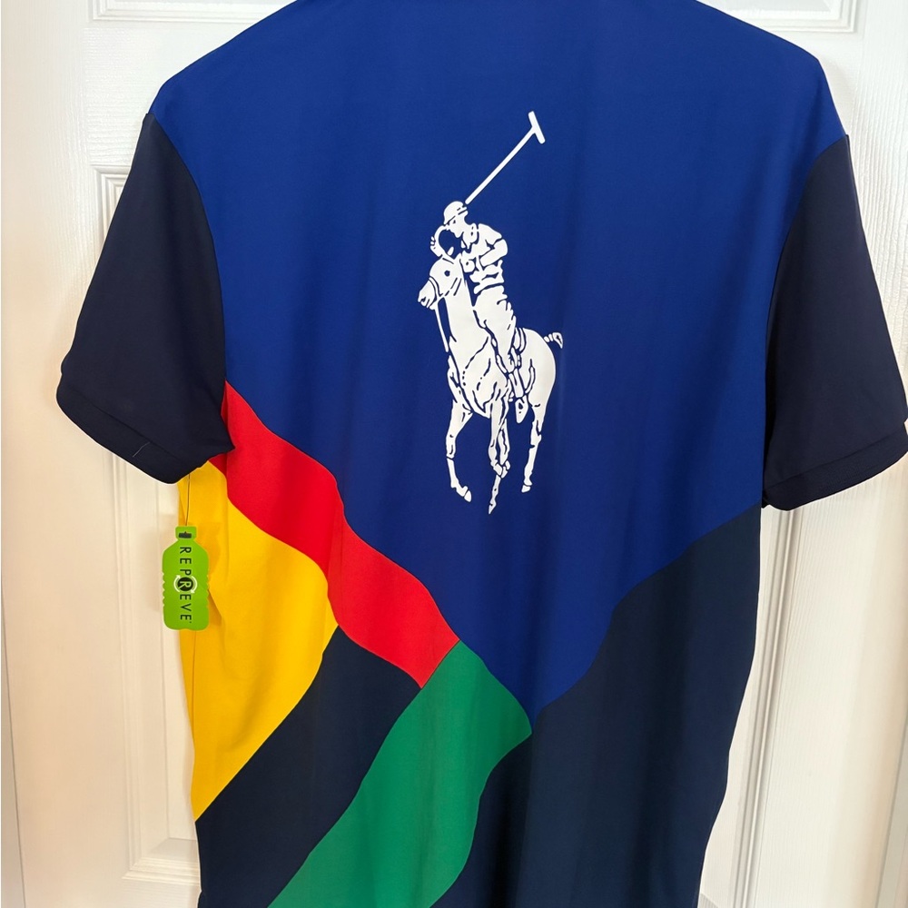 Polo by Ralph Lauren Blue and Red Polos with Bold Color-Blocking